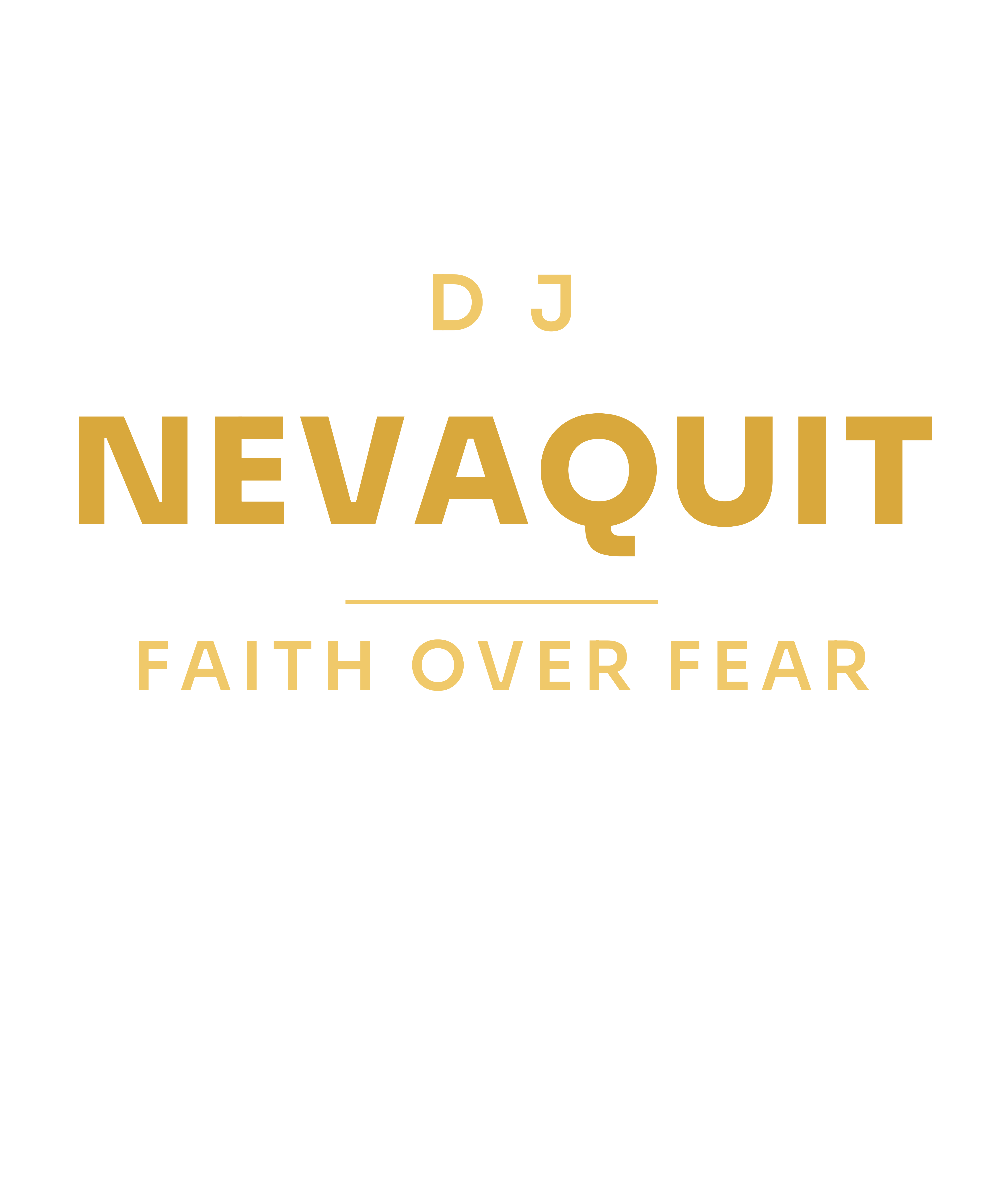 DJ Nevaquit wordmark design in gold